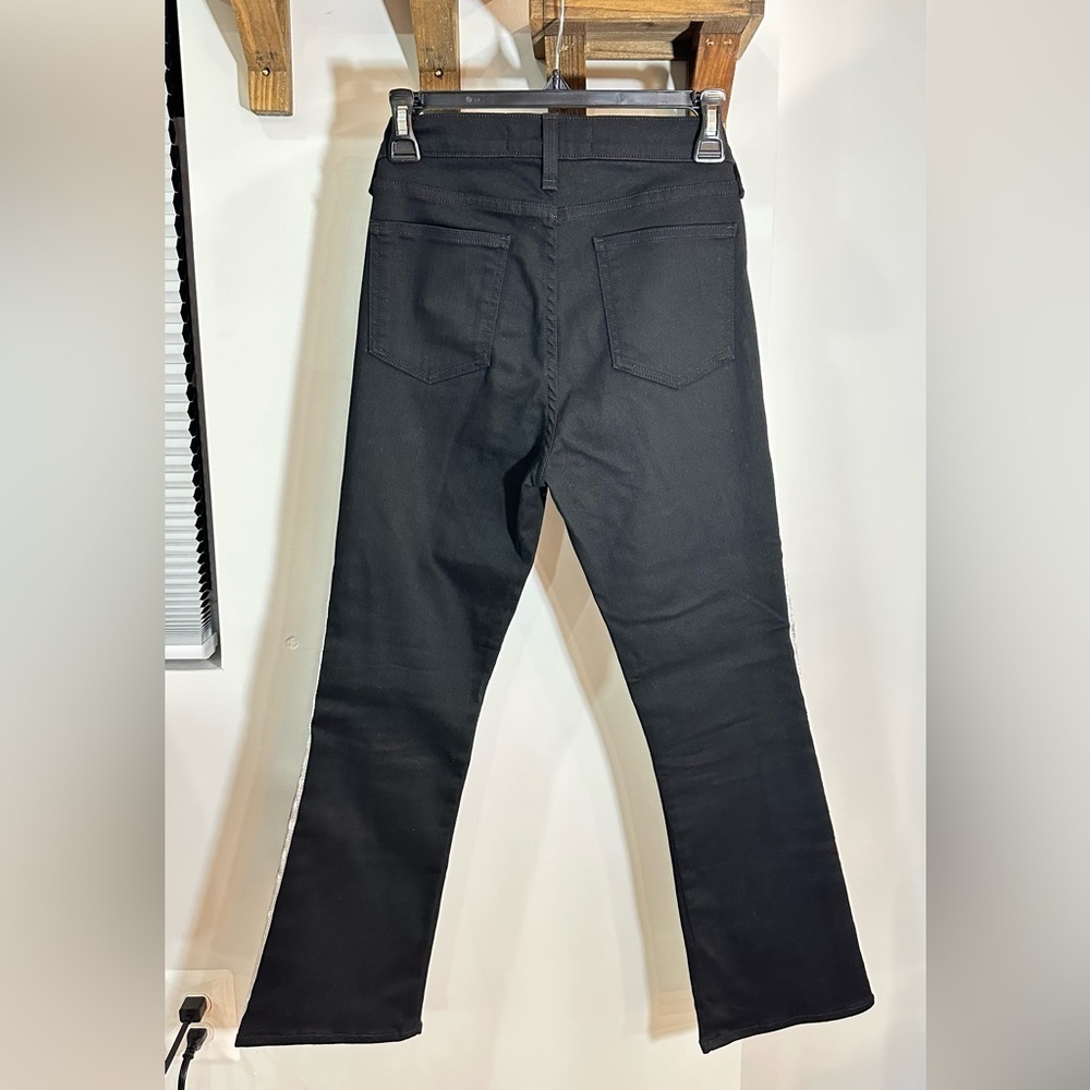 NWOT Veronica Beard Carolyn 10” Baby Boot Black Silver Tuxedo Stripe Jeans 26 - Picture 5 of 13